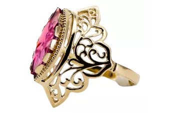 Каблучка Рубін 14K Жовте золото Вінтаж стиль vrc017y